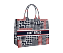 Load image into Gallery viewer, Icon Tote - Your Own Houndstooth Print Book Tote
