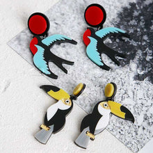 Load image into Gallery viewer, Accessories - Earring : Dangle Statement Acrylic Swallow / Parrot Stud Earrings
