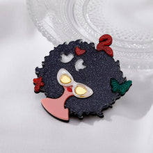 Load image into Gallery viewer, Accessories - Brooch : Wild Hair look Lovely Acrylic Lady With Birds Butterfly Brooch / Badges
