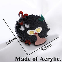 Load image into Gallery viewer, Accessories - Brooch : Wild Hair look Lovely Acrylic Lady With Birds Butterfly Brooch / Badges
